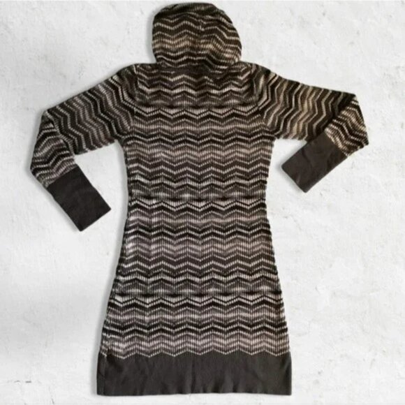 PRANA Meryl Zig Zag Chevron Long Sleeve Hooded Sweater Dress Women's Siz… - Picture 4 of 5